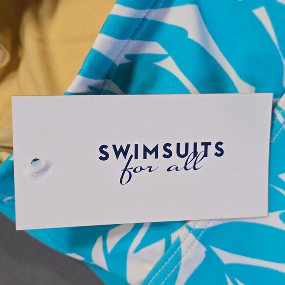 Swimsuits For All Blue Floral Tankini Top NEW Stretch Padded Womens Plus Size 24 - Picture 3 of 9